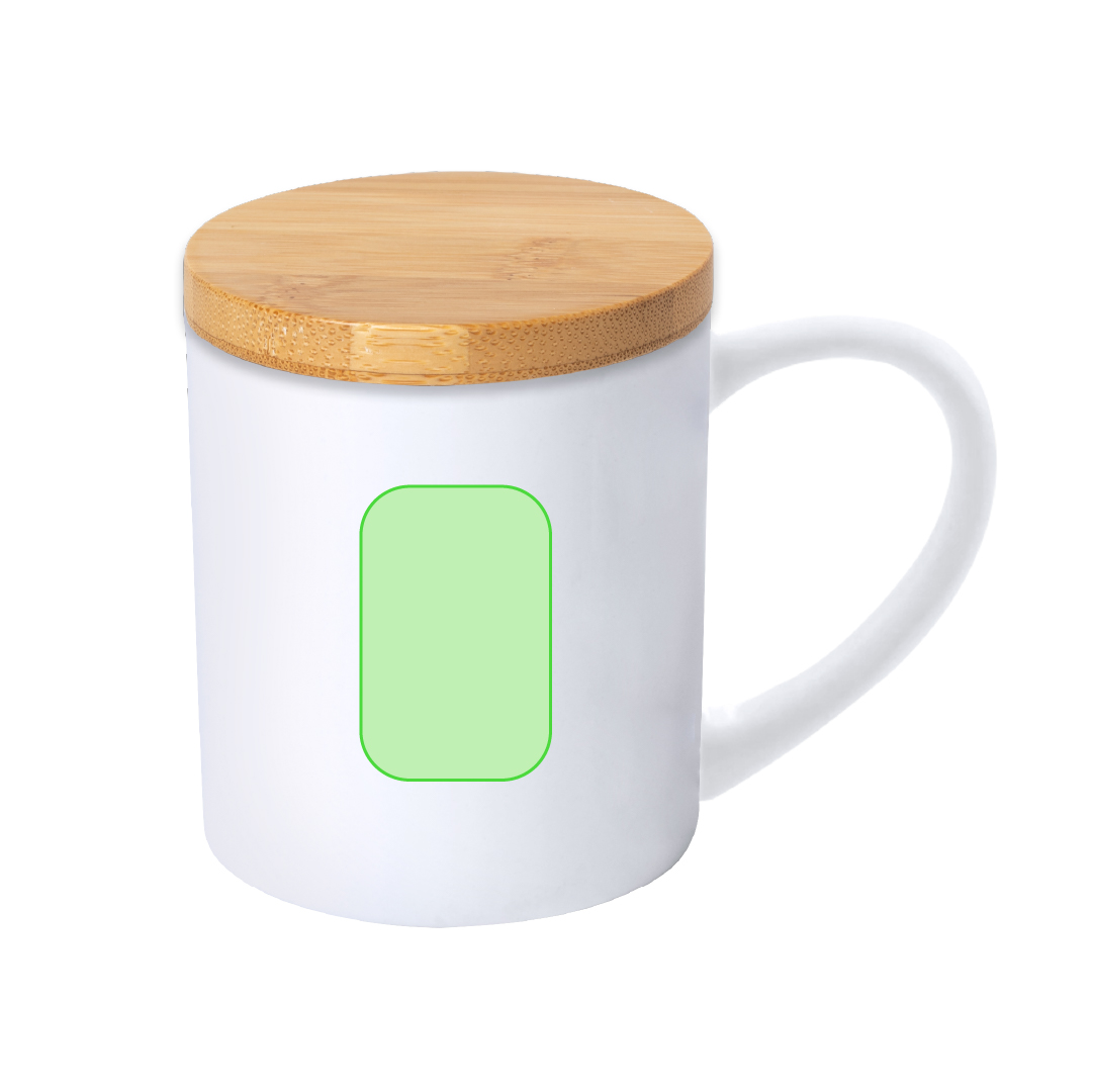Taza de cerámica con base protectora de bambú 370 ml