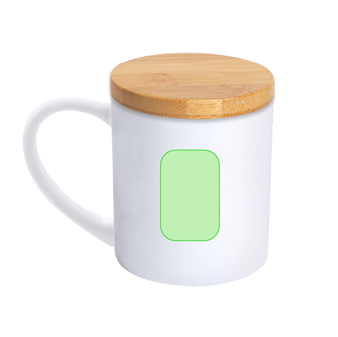 Taza de cerámica con base protectora de bambú 370 ml