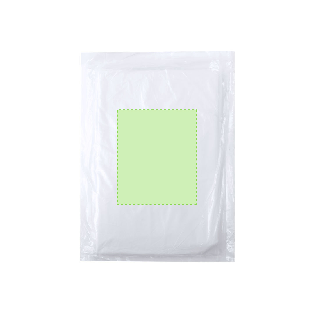 Poncho de PLA 100% compostable fabricado con almidón de maíz, yuca o caña de azúcar — el único compostable del catálogo