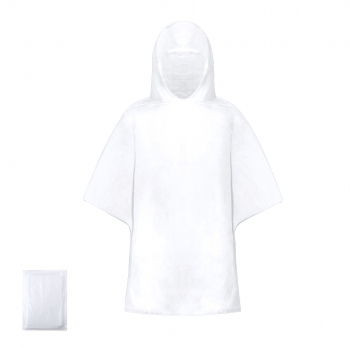 Poncho de PLA 100% compostable fabricado con almidón de maíz, yuca o caña de azúcar — el único compostable del catálogo