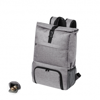 Mochila nevera de poliéster 600D denim con compartimento isotérmico PEVA independiente y cintas acolchadas