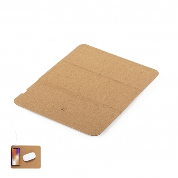 Alfombrilla cargador inalámbrico de corcho natural con Qi 5W