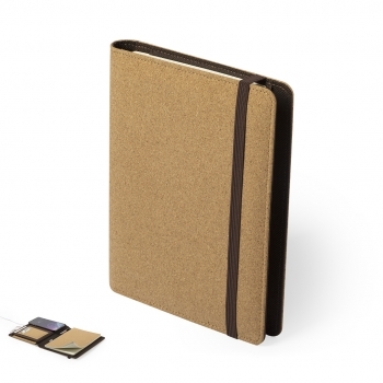 Bloc de notas de corcho natural con cargador inalámbrico Qi 5W
