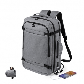 Mochila portadocumentos de poliéster 600D denim con USB, portátil 17