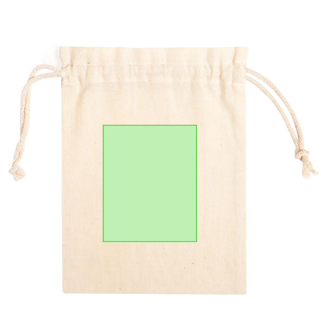 Bolsita de algodón 100% de 105 g/m² con cordones autocierre — 15x21 cm, compacta y versátil