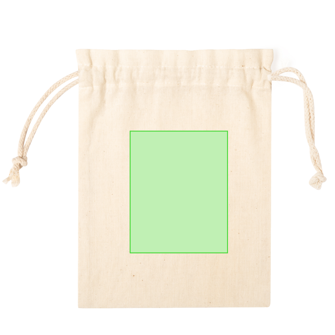 Bolsita de algodón 100% de 105 g/m² con cordones autocierre — 15x21 cm, compacta y versátil