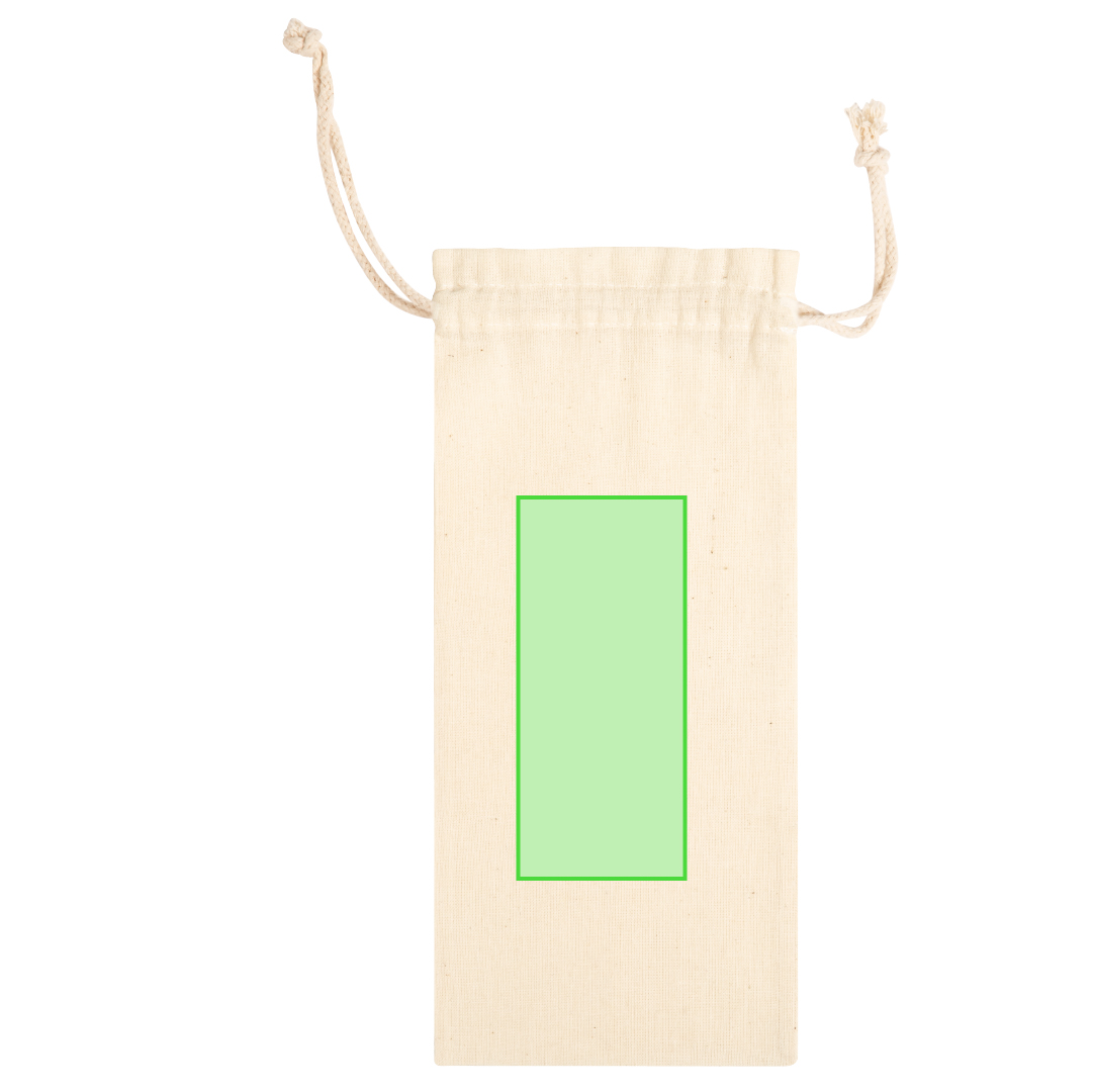 Bolsa de algodón 100% de 105 g/m² para botellas y termos — 12x33 cm, diseñada específicamente para packaging de botella