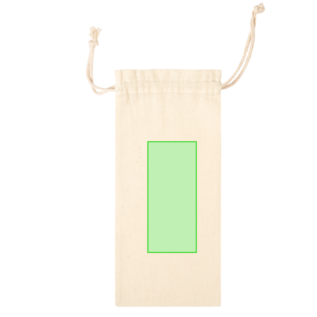 Bolsa de algodón 100% de 105 g/m² para botellas y termos — 12x33 cm, diseñada específicamente para packaging de botella