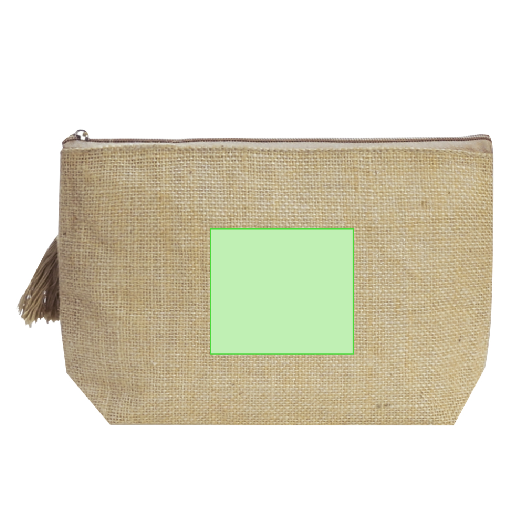 Neceser de yute laminado natural impermeable con asa reforzada