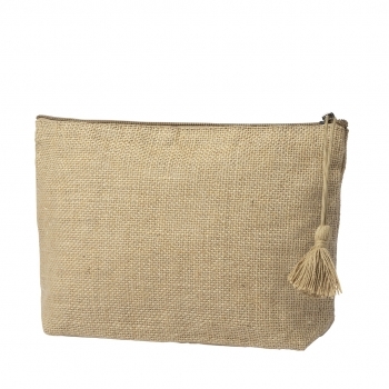 Neceser de yute laminado natural impermeable con asa reforzada