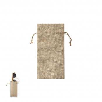 Funda para gafas de sol en poliéster de acabado crudo con cintas ajustables e interior suave — 9x18 cm
