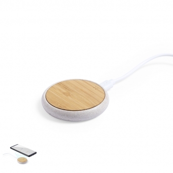 Cargador inalámbrico de bambú natural 10W con diseño eco minimalista