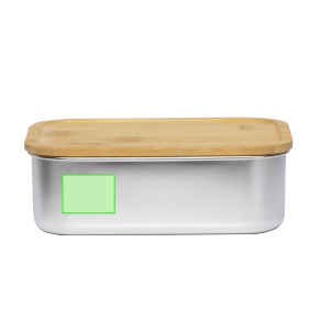 Fiambrera de acero inox 600 ml con tapa y cubiertos de bambú — línea nature