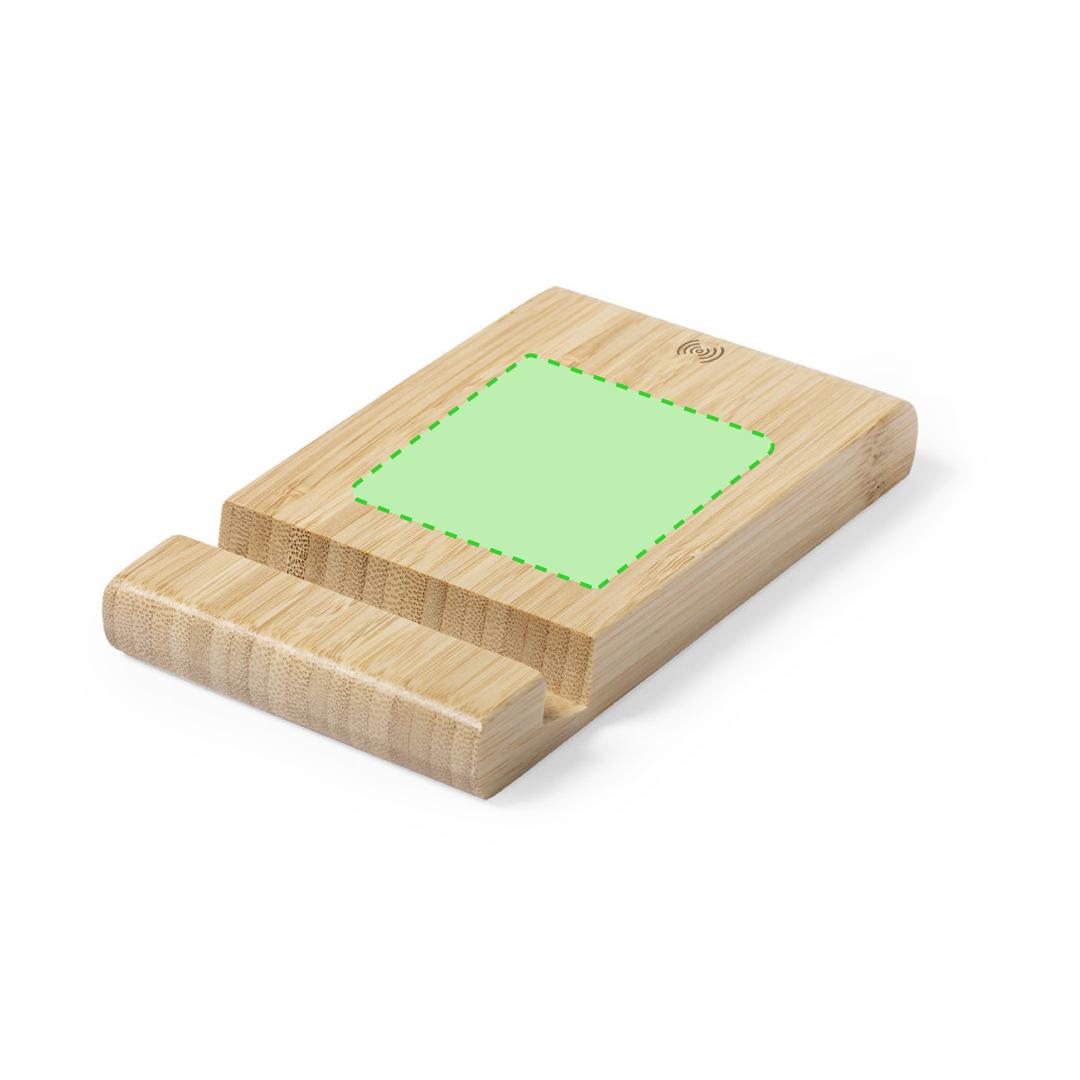 Cargador inalámbrico de bambú natural 15W con diseño eco minimalista