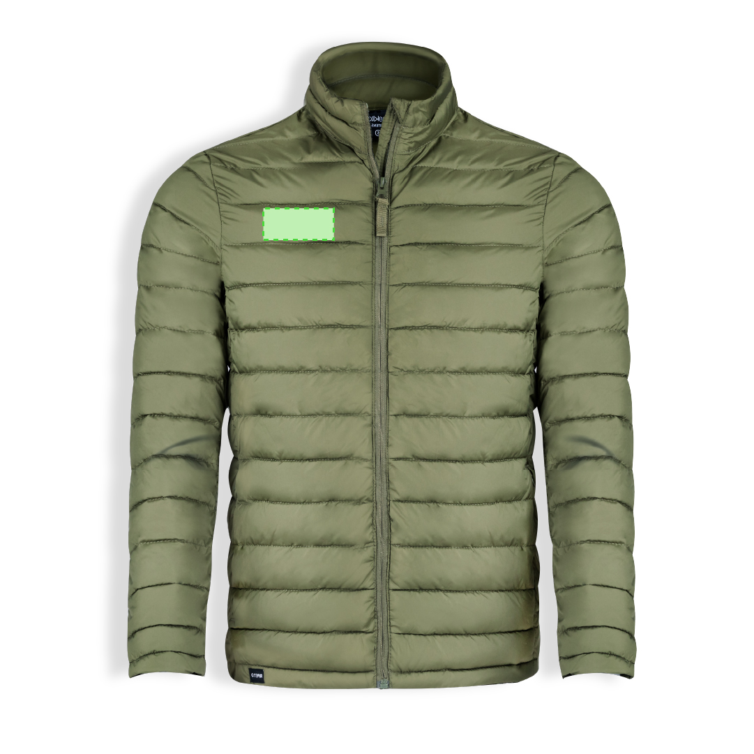 Chaqueta Mitens adulto RPET acolchada efecto pluma — 100% poliéster RPET extra ligero resistente al agua, bolsillos cremallera, distintivo RPET
