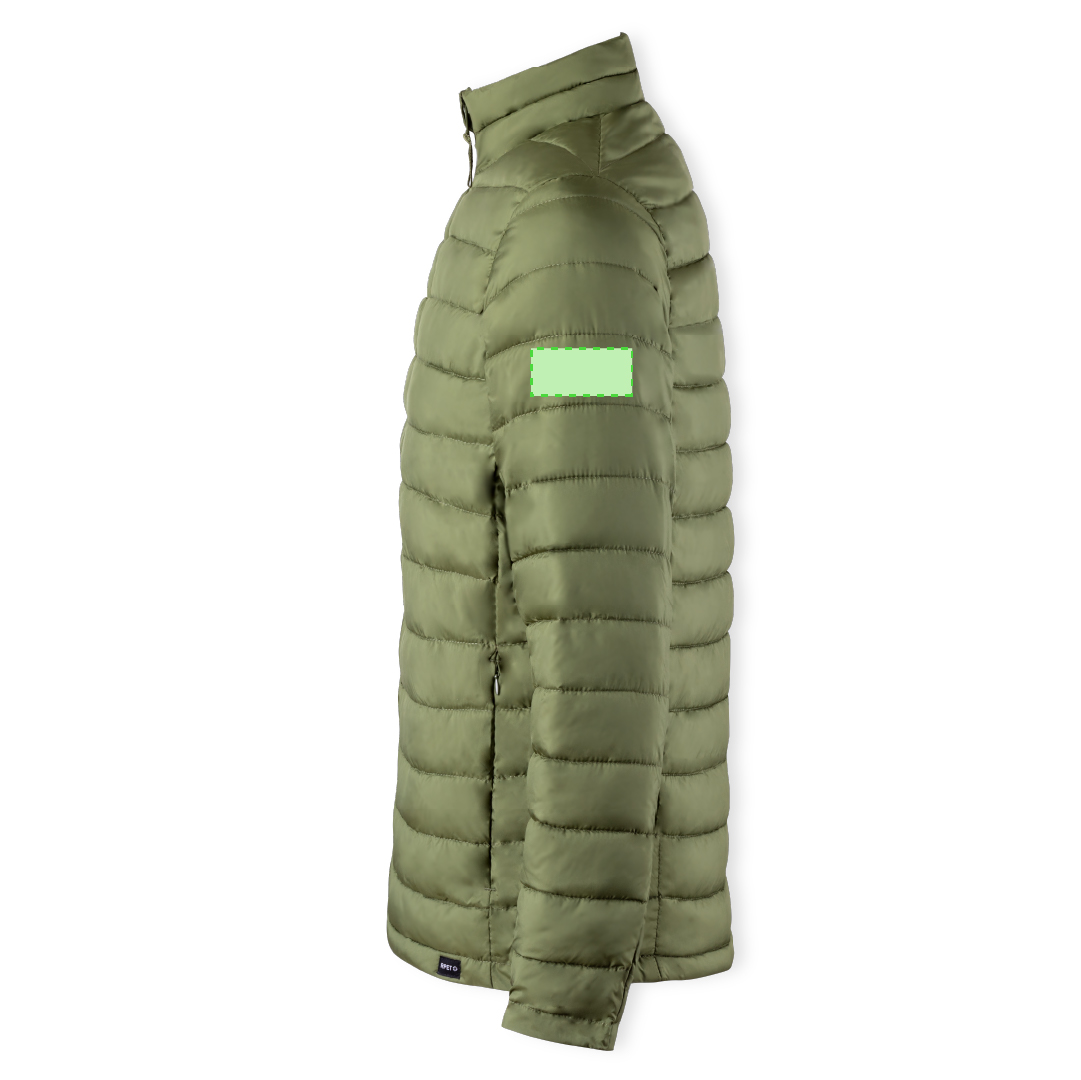 Chaqueta Mitens adulto RPET acolchada efecto pluma — 100% poliéster RPET extra ligero resistente al agua, bolsillos cremallera, distintivo RPET