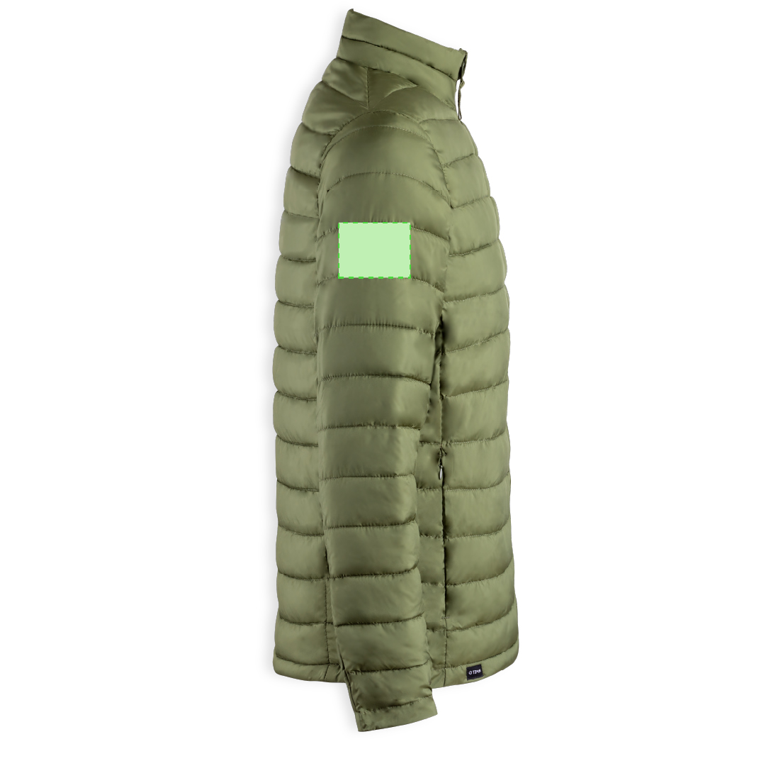 Chaqueta Mitens adulto RPET acolchada efecto pluma — 100% poliéster RPET extra ligero resistente al agua, bolsillos cremallera, distintivo RPET