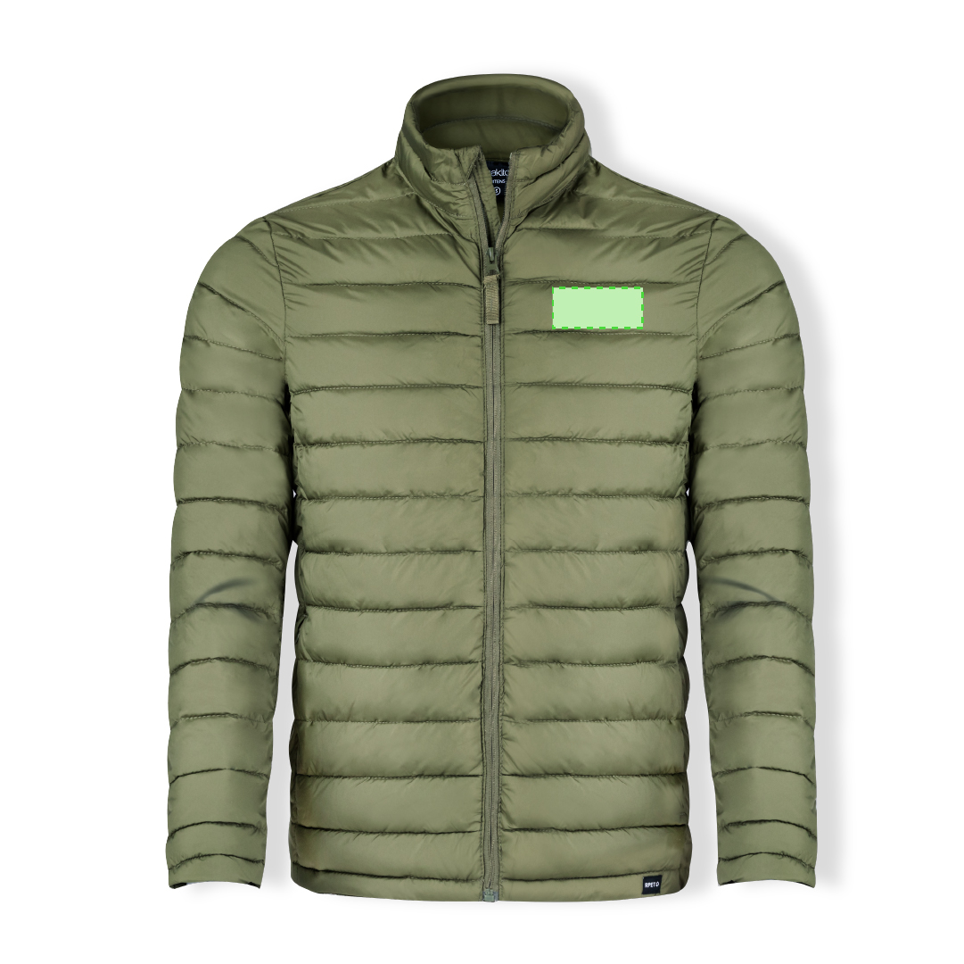 Chaqueta Mitens adulto RPET acolchada efecto pluma — 100% poliéster RPET extra ligero resistente al agua, bolsillos cremallera, distintivo RPET