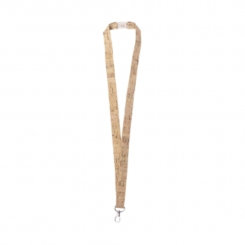 Lanyard de corcho natural con cierre de cuello en caña de trigo/PP y accesorios nature