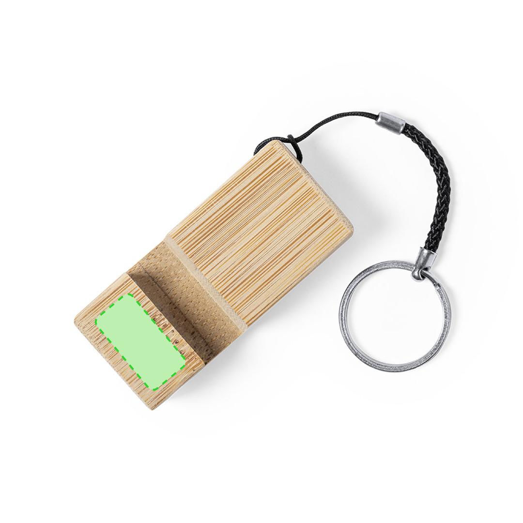 Llavero-soporte de bambú natural para smartphone