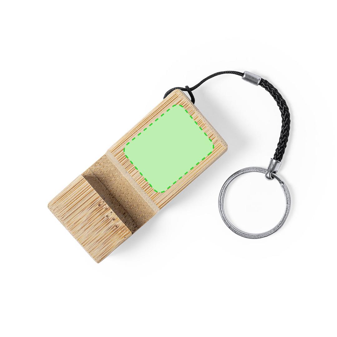 Llavero-soporte de bambú natural para smartphone