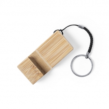 Llavero-soporte de bambú natural para smartphone