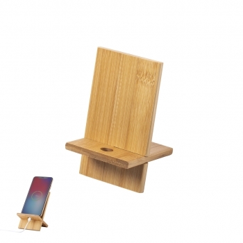 Soporte de sobremesa en bambú ecológico para smartphone