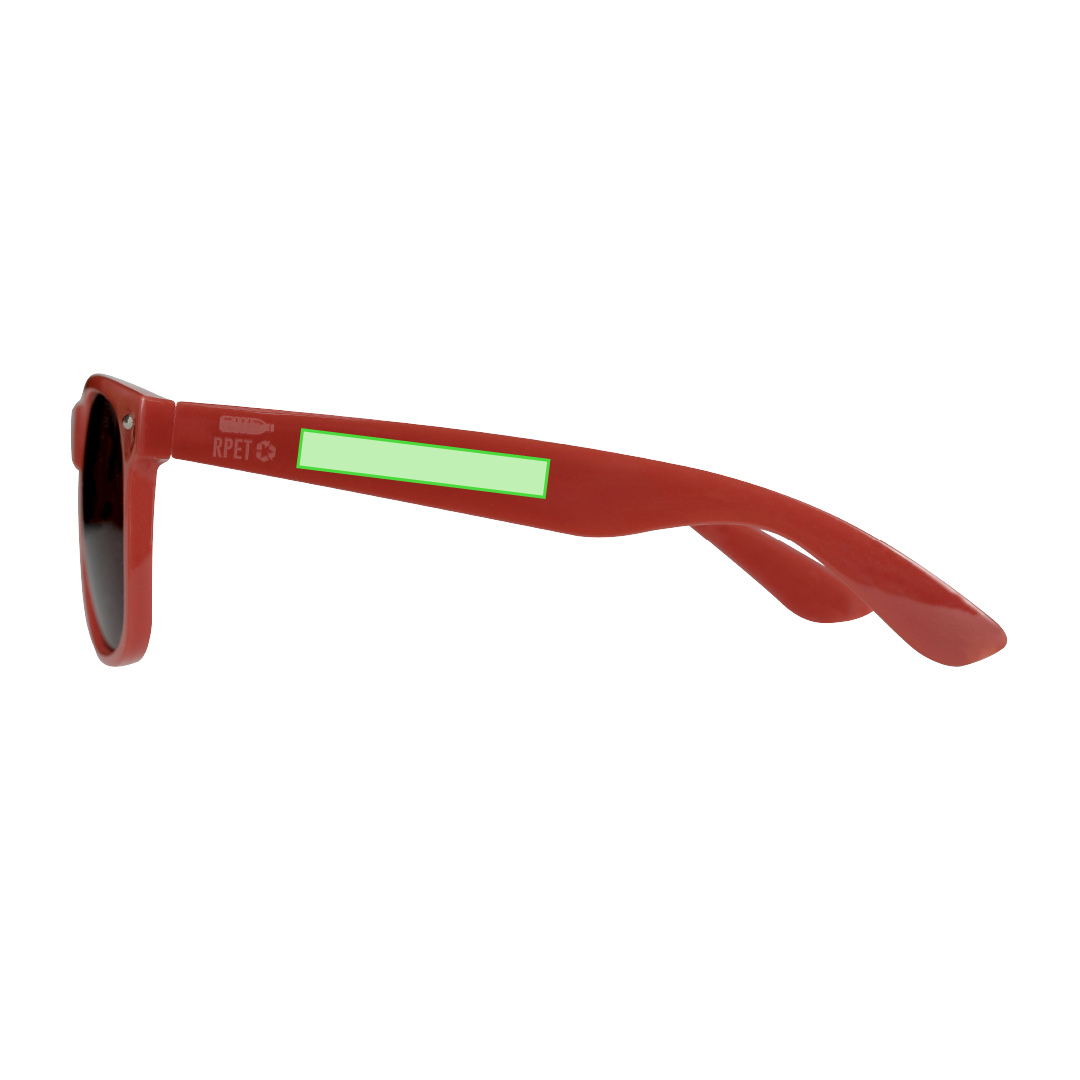 Gafas de sol de línea nature UV400 con montura y patillas en RPET reciclado y lentes AC negro — presentadas en bolsa eco