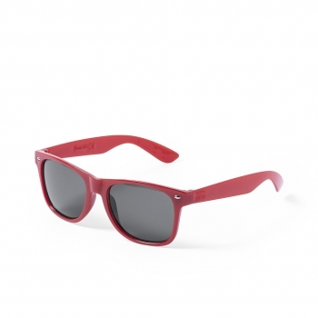 Gafas de sol de línea nature UV400 con montura y patillas en RPET reciclado y lentes AC negro — presentadas en bolsa eco