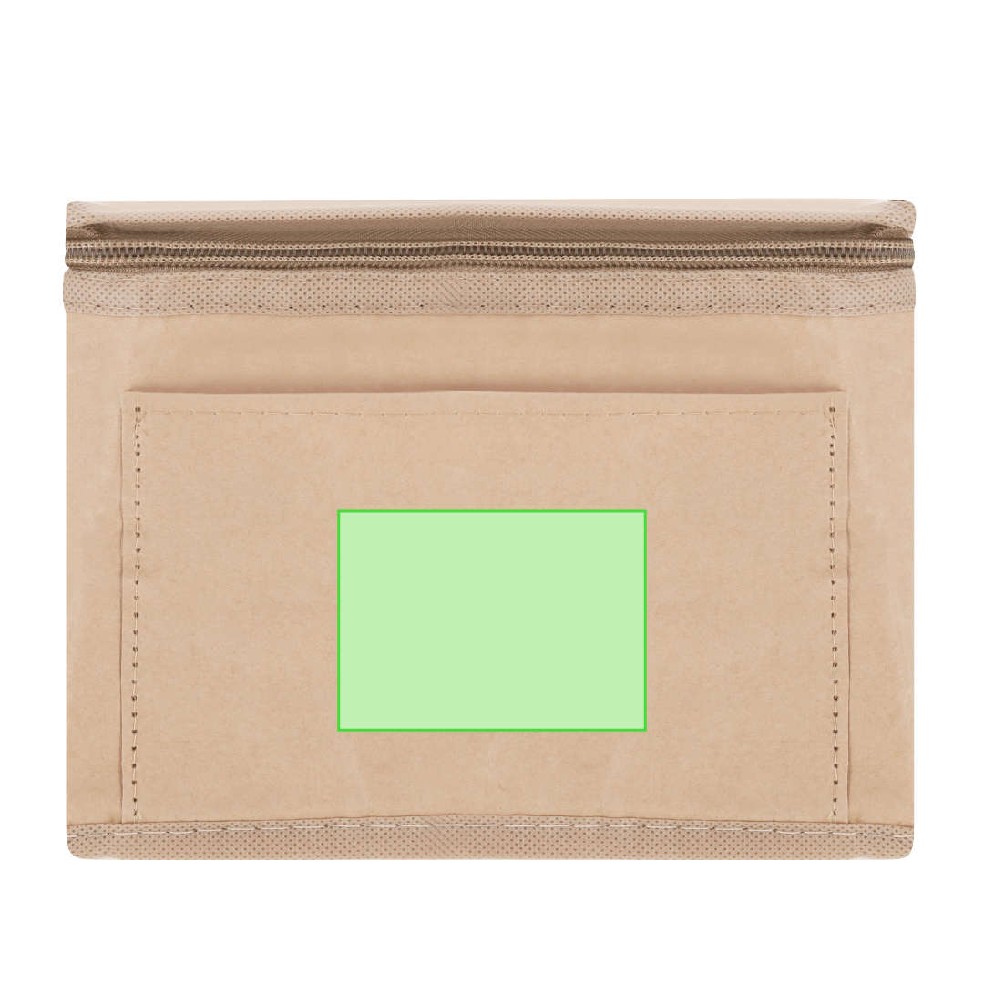 Nevera de papel reciclado laminado para 6 latas con interior de aluminio y bolsillo de marcaje