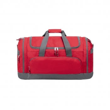 Bolso de poliéster 600D bicolor gris con bandolera mosquetón, almohadilla de hombro y base reforzada
