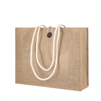 Bolsa de algodón natural asas largas 44×35 cm color crudo