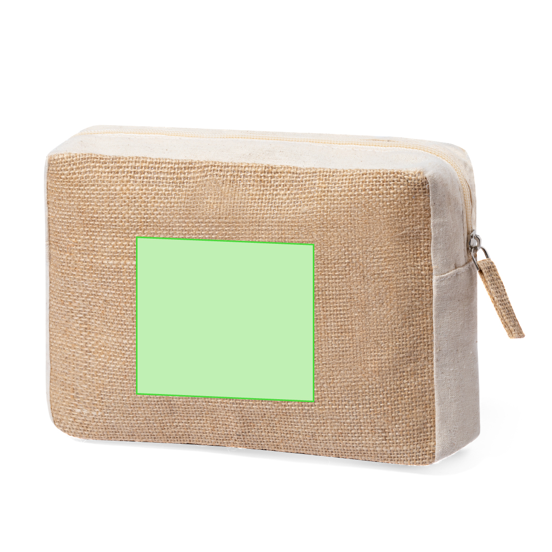 Neceser de yute laminado y algodón ecológico con bolsillo