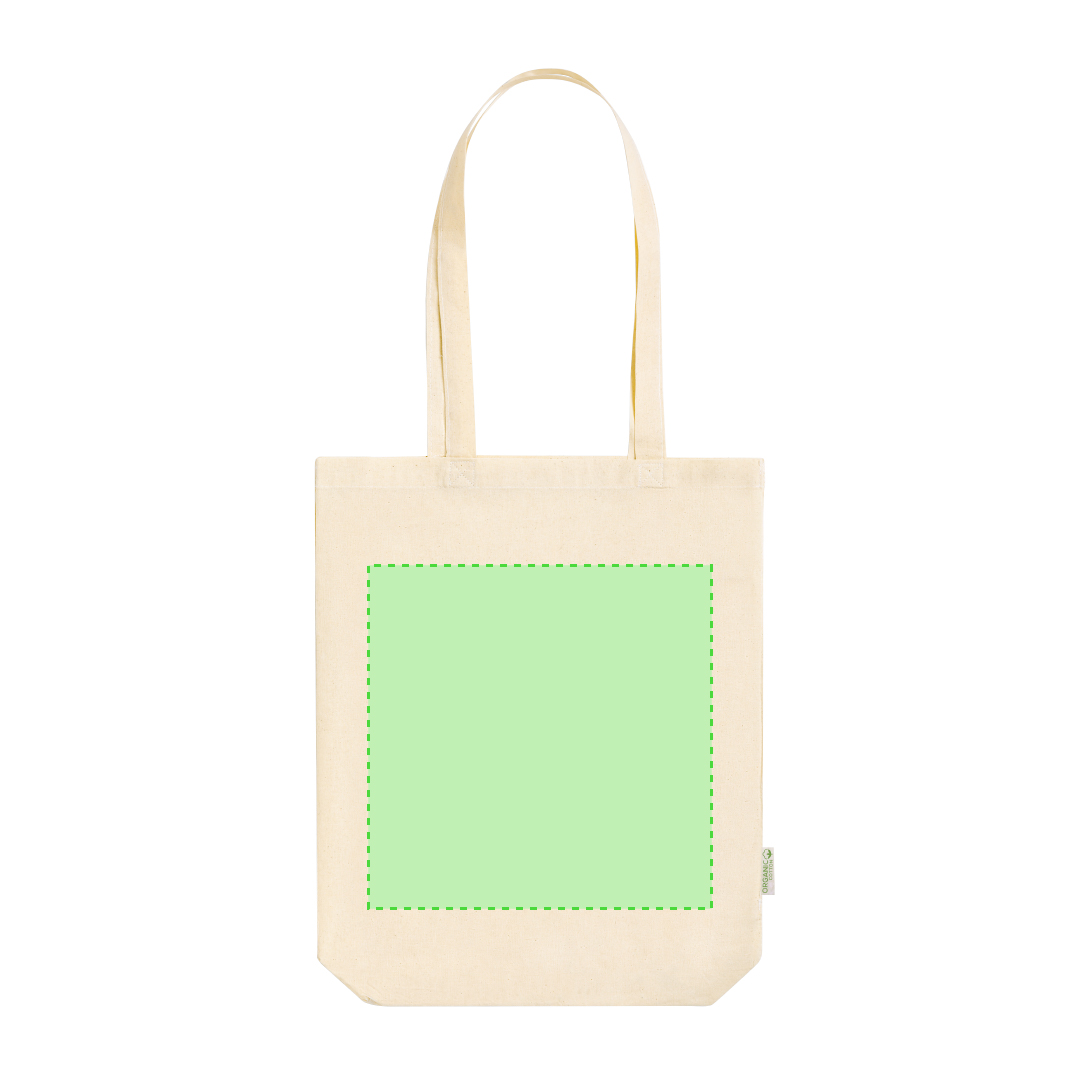Bolsa de algodón orgánico 140 g/m² con fuelle y asas orgánicas