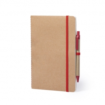 Libreta de cartón reciclado con 60 hojas y bolígrafo ecológico