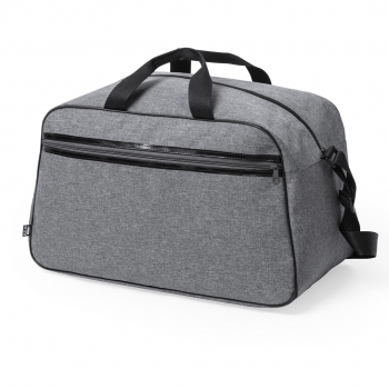 Bolso de RPET 600D efecto melange con 2 bolsillos de tirador metálico, interior forrado en PVC