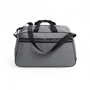 Bolso de RPET 600D efecto melange con 2 bolsillos de tirador metálico, interior forrado en PVC