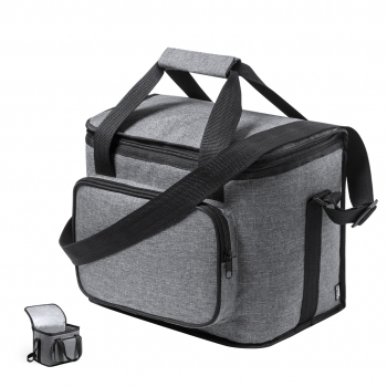 Nevera RPET 600D efecto melange 31 × 24,5 × 20 cm con interior PEVA y bandolera ajustable