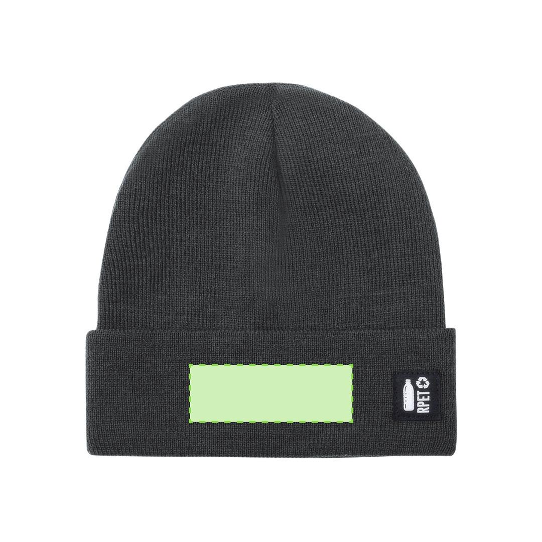 Gorro de punto de línea nature en poliéster RPET con dobladillo frontal y distintivo RPET en etiqueta