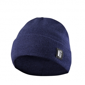 Gorro de punto de línea nature en poliéster RPET con dobladillo frontal y distintivo RPET en etiqueta