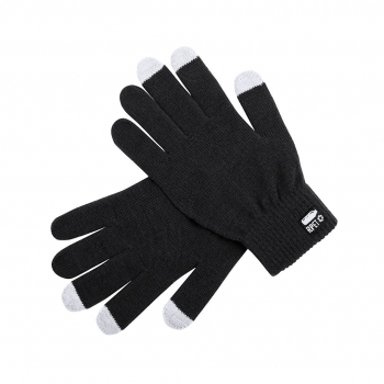 Par de guantes táctiles de línea nature en poliéster RPET con función táctil en tres dedos — talla única adulto