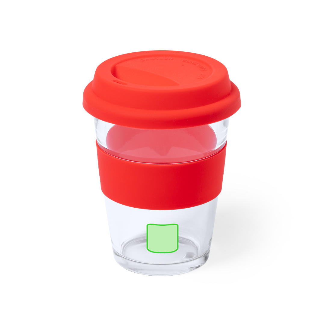 Taza de cristal con forma anatómica ergonómica de silicona 350 ml