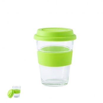 Taza de cristal con forma anatómica ergonómica de silicona 350 ml