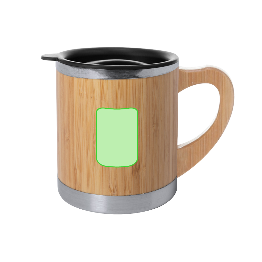 Taza térmica compacta de bambú y acero inoxidable 300 ml