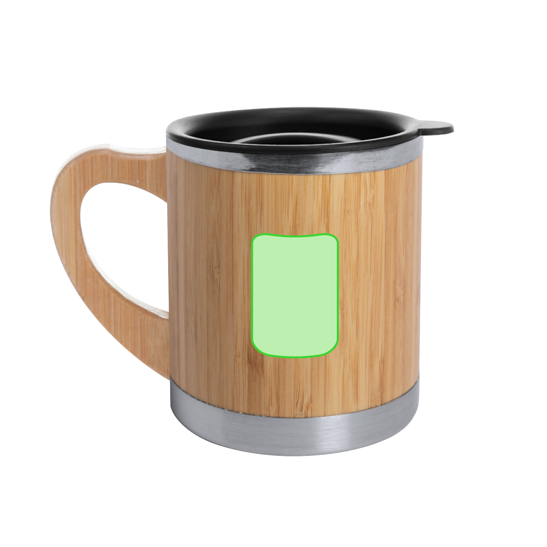 Taza térmica compacta de bambú y acero inoxidable 300 ml