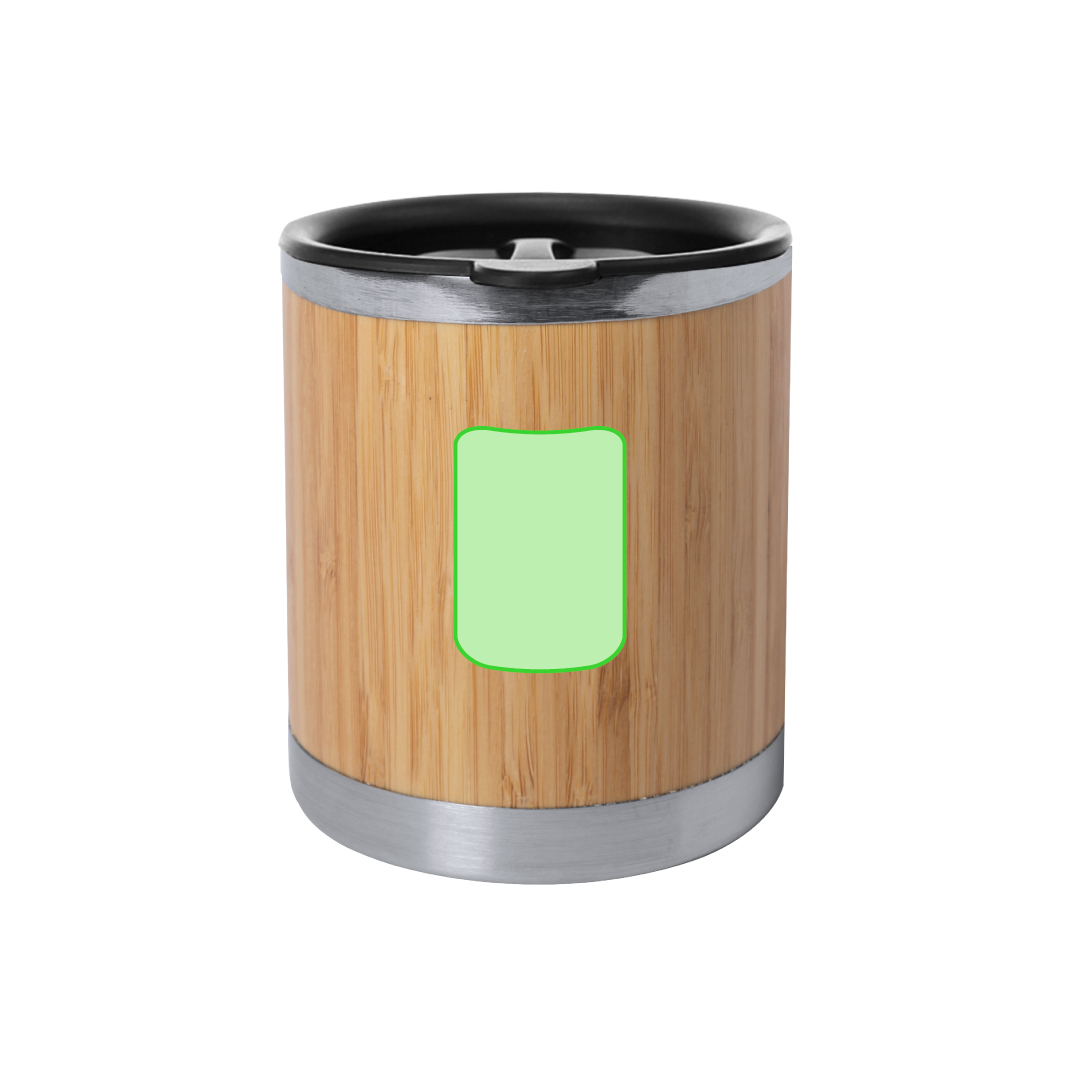 Taza térmica compacta de bambú y acero inoxidable 300 ml