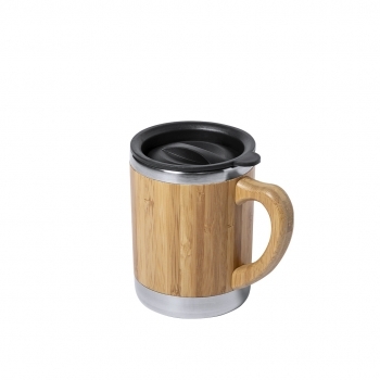 Taza térmica compacta de bambú y acero inoxidable 300 ml