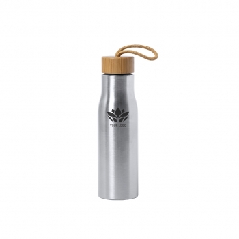 Botella deportiva urbana de acero y bambú 600 ml