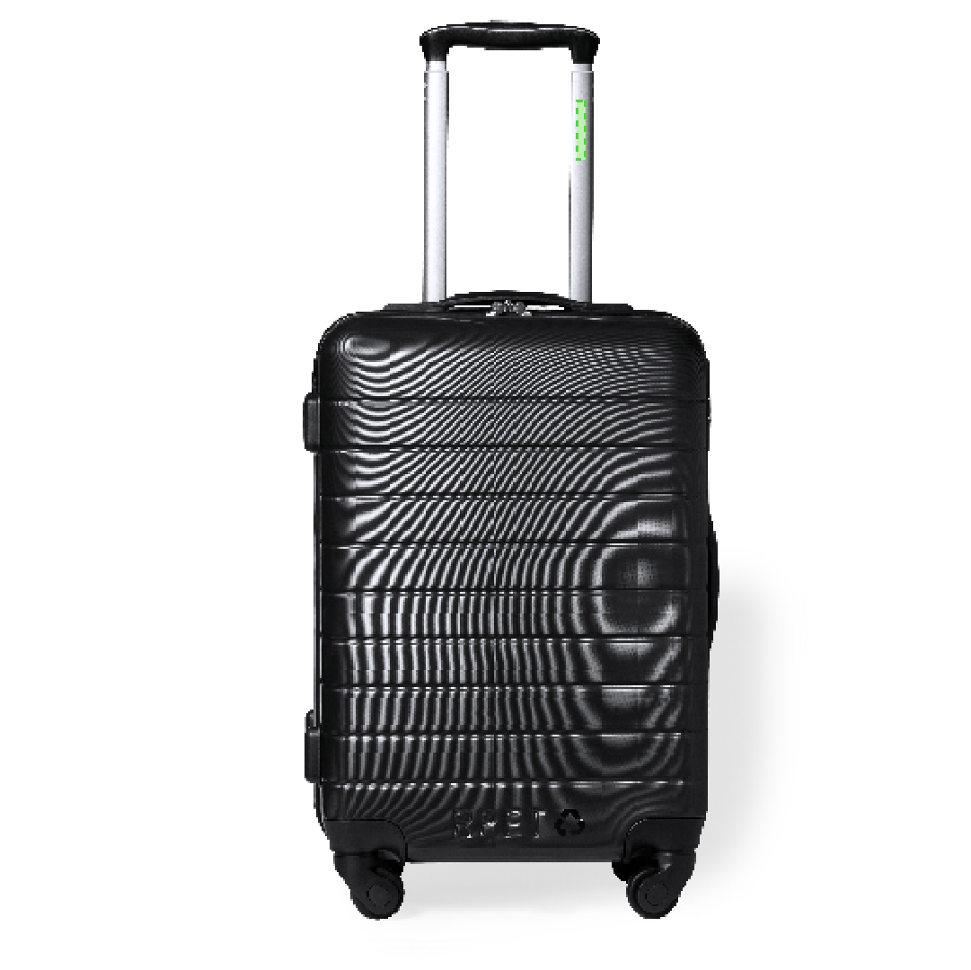 Trolley de poliéster reciclado RPET con cierre de seguridad TSA con 4 ruedas giratorias
