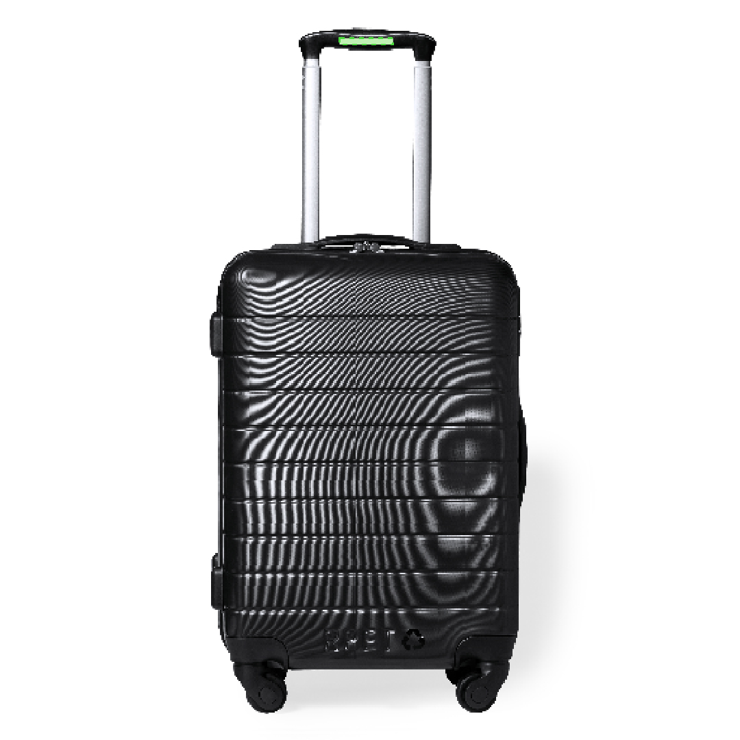 Trolley de poliéster reciclado RPET con cierre de seguridad TSA con 4 ruedas giratorias